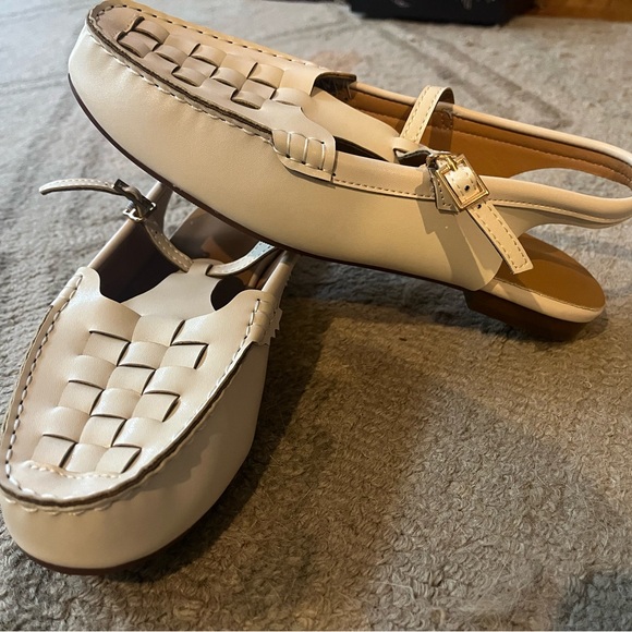 Vegan leather loafer sling backs, cream colored, new in box! - Picture 2 of 6